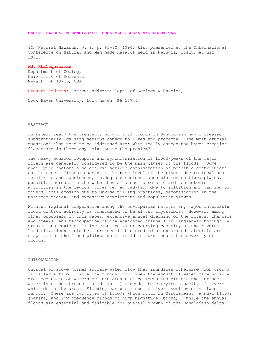 Floods in Bangladesh Composition