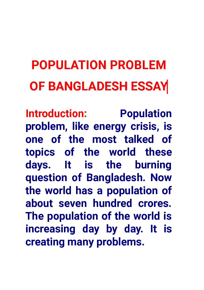 Population Problem in Bangladesh Composition